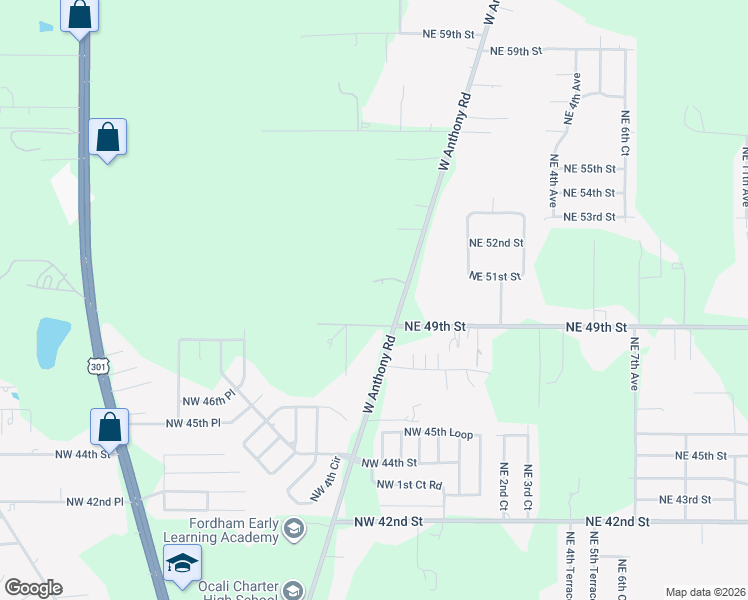 map of restaurants, bars, coffee shops, grocery stores, and more near 4808 West Anthony Road in Ocala
