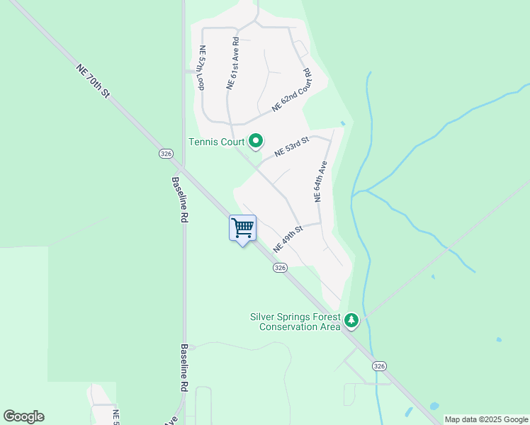 map of restaurants, bars, coffee shops, grocery stores, and more near 5075 Northeast 60th Terrace in Silver Springs