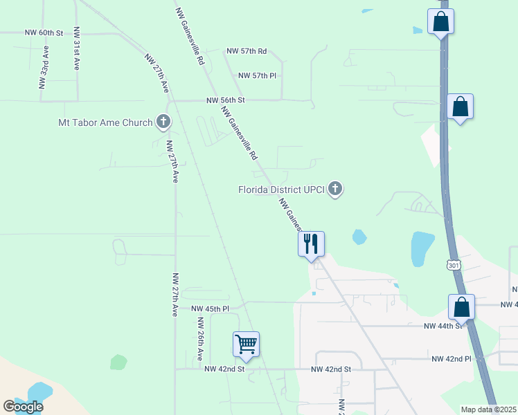 map of restaurants, bars, coffee shops, grocery stores, and more near 5026 Northwest Gainesville Road in Ocala