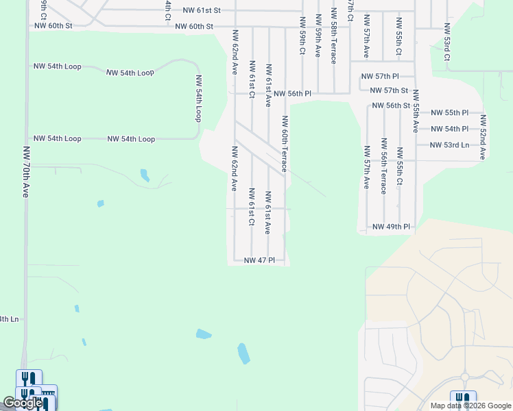 map of restaurants, bars, coffee shops, grocery stores, and more near 5051 Northwest 61st Court in Ocala