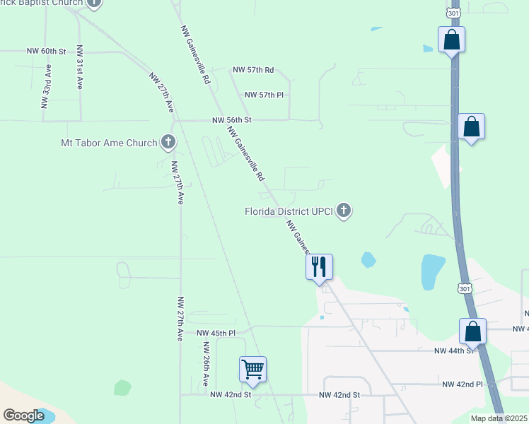 map of restaurants, bars, coffee shops, grocery stores, and more near 5026 Northwest Gainesville Road in Ocala