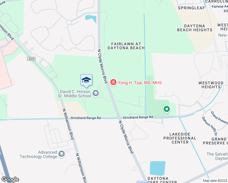 map of restaurants, bars, coffee shops, grocery stores, and more near 1873 North Clyde Morris Boulevard in Daytona Beach