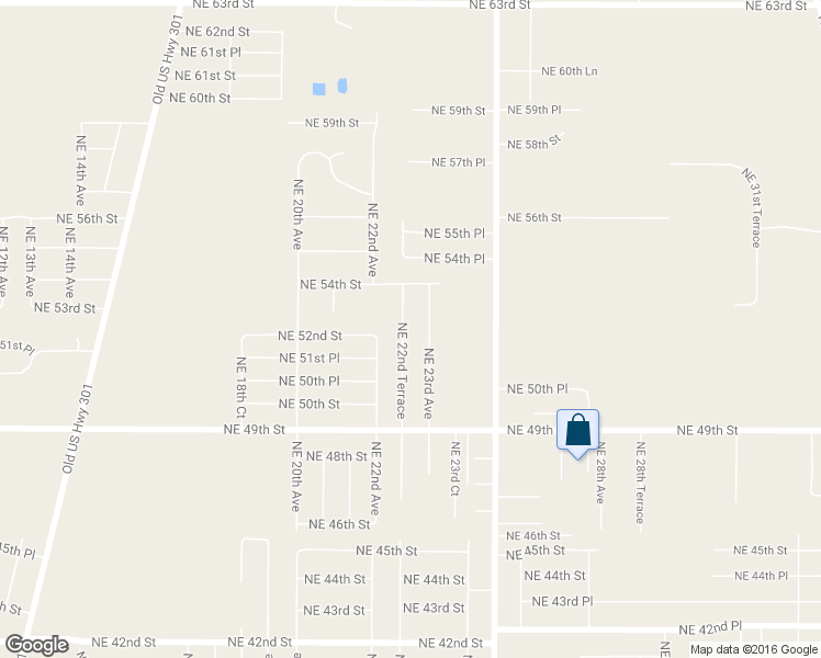 map of restaurants, bars, coffee shops, grocery stores, and more near 5185 Northeast 22nd Terrace in Ocala