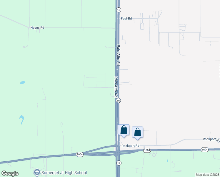 map of restaurants, bars, coffee shops, grocery stores, and more near 18585 Texas 16 in San Antonio