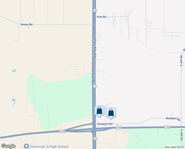 map of restaurants, bars, coffee shops, grocery stores, and more near 18585 Texas 16 in San Antonio