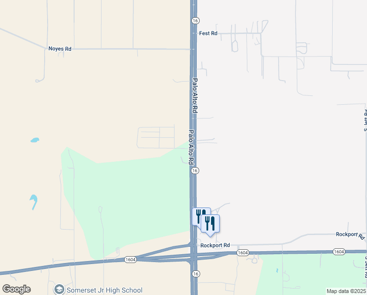 map of restaurants, bars, coffee shops, grocery stores, and more near 18585 Texas 16 in San Antonio