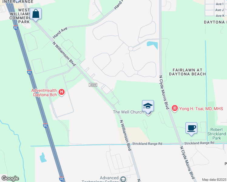 map of restaurants, bars, coffee shops, grocery stores, and more near 117 Deer Run Lake Drive in Ormond Beach