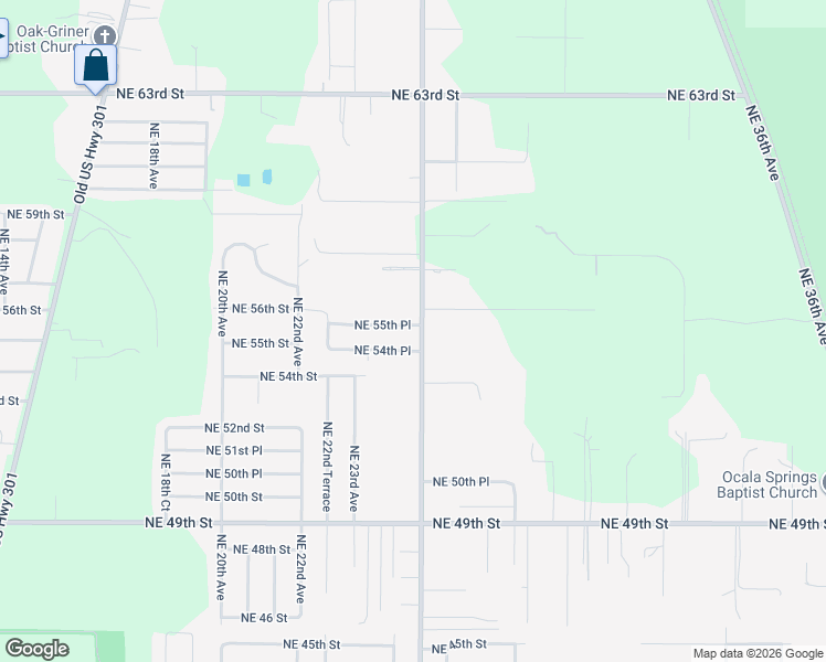 map of restaurants, bars, coffee shops, grocery stores, and more near 2476 Northeast 55th Place in Ocala