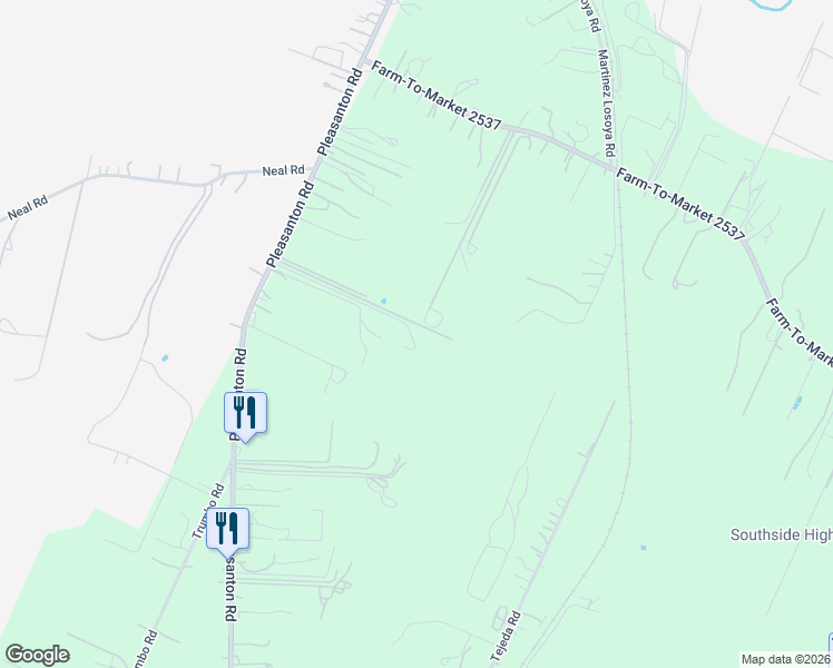 map of restaurants, bars, coffee shops, grocery stores, and more near 17896 Pleasanton Road in San Antonio