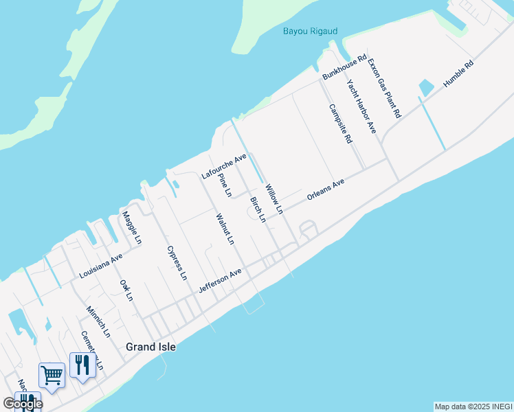 map of restaurants, bars, coffee shops, grocery stores, and more near 119 Birch Lane in Grand Isle