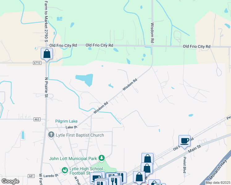 map of restaurants, bars, coffee shops, grocery stores, and more near 17995 Wisdom Road in Lytle
