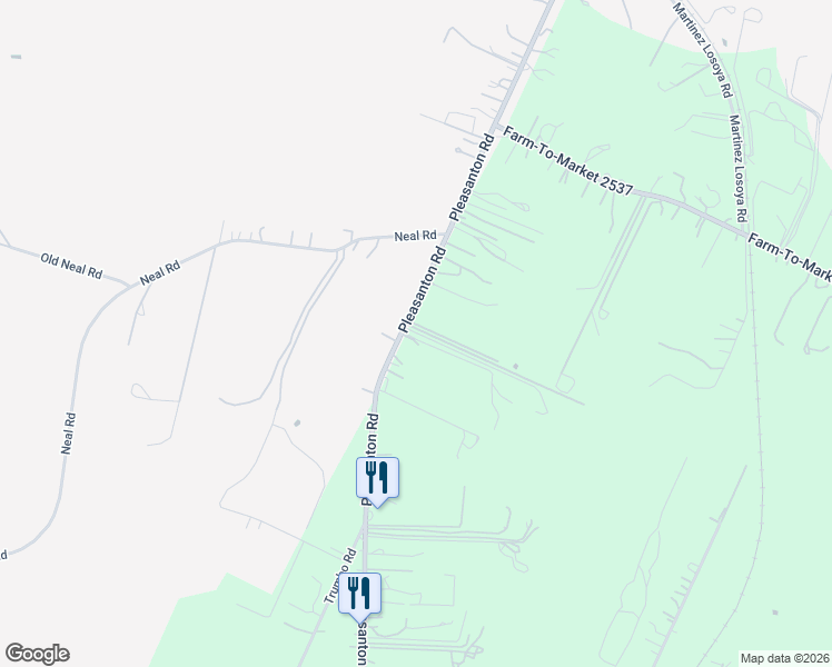 map of restaurants, bars, coffee shops, grocery stores, and more near 17896 Pleasanton Road in San Antonio