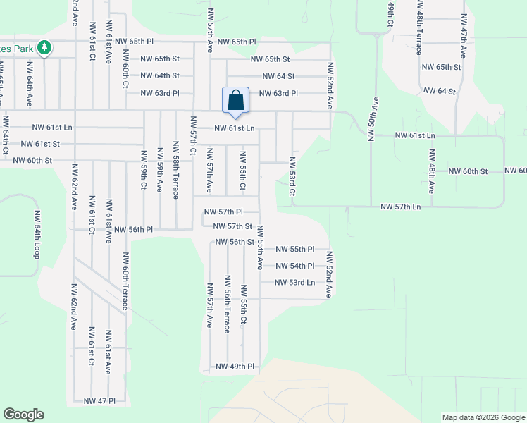 map of restaurants, bars, coffee shops, grocery stores, and more near 5750 Northwest 55th Avenue in Ocala