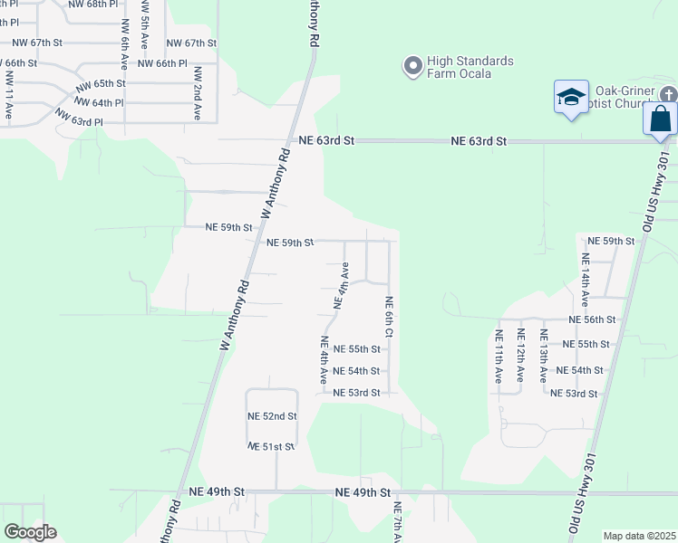 map of restaurants, bars, coffee shops, grocery stores, and more near 5815 Northeast 4th Avenue in Ocala