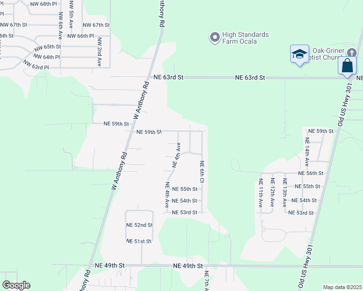 map of restaurants, bars, coffee shops, grocery stores, and more near 5815 Northeast 4th Avenue in Ocala