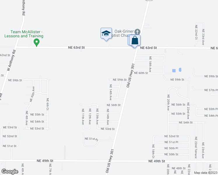 map of restaurants, bars, coffee shops, grocery stores, and more near 5742 Northeast 14th Avenue in Ocala