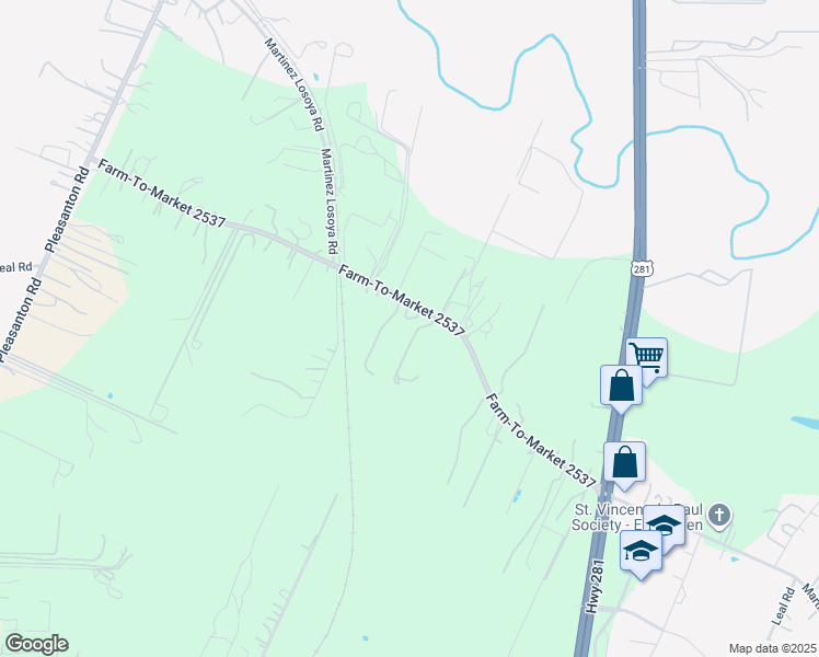 map of restaurants, bars, coffee shops, grocery stores, and more near 1090 Farm-To-Market 2537 in San Antonio