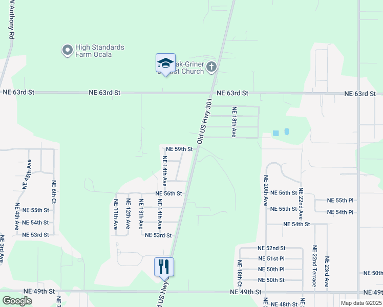 map of restaurants, bars, coffee shops, grocery stores, and more near 5742 County Highway 200A in Ocala