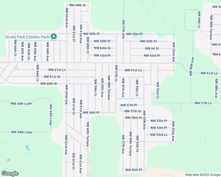 map of restaurants, bars, coffee shops, grocery stores, and more near 5920 Northwest 57th Court in Ocala