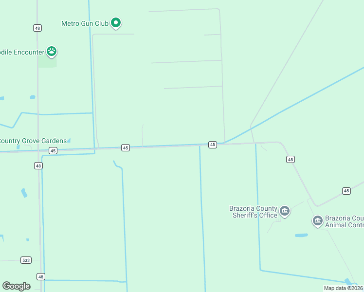 map of restaurants, bars, coffee shops, grocery stores, and more near County Road 45 in Angleton