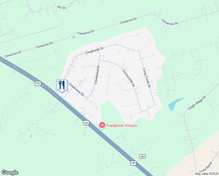 map of restaurants, bars, coffee shops, grocery stores, and more near 133 Little Creek Drive in Floresville