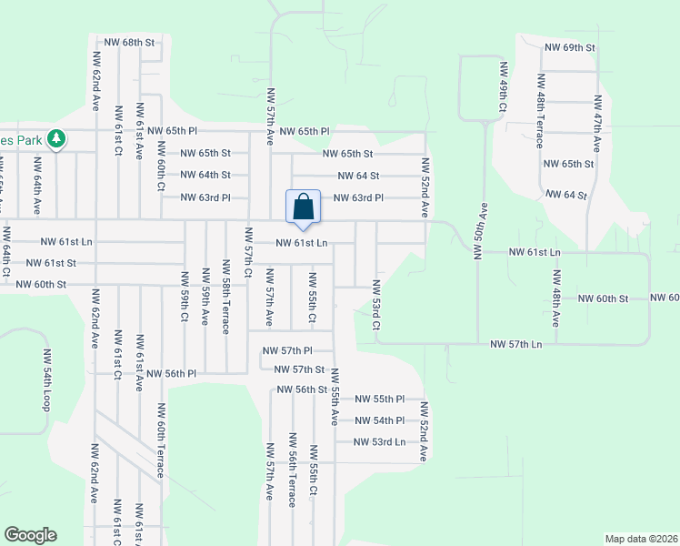 map of restaurants, bars, coffee shops, grocery stores, and more near 6065 Northwest 55th Avenue in Ocala