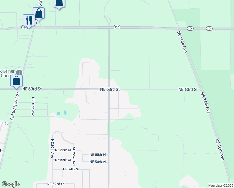 map of restaurants, bars, coffee shops, grocery stores, and more near 6240 Northeast 26th Avenue in Ocala