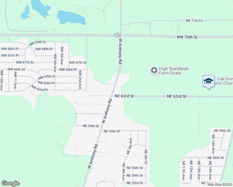 map of restaurants, bars, coffee shops, grocery stores, and more near 6325 West Anthony Road in Ocala