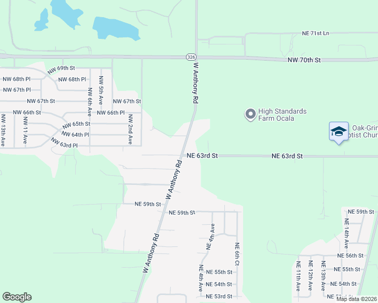 map of restaurants, bars, coffee shops, grocery stores, and more near 6325 West Anthony Road in Ocala