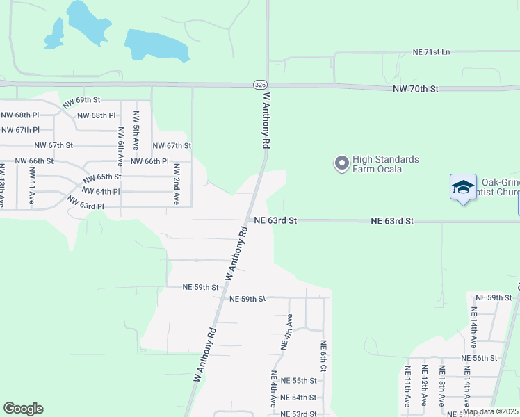 map of restaurants, bars, coffee shops, grocery stores, and more near 6325 West Anthony Road in Ocala