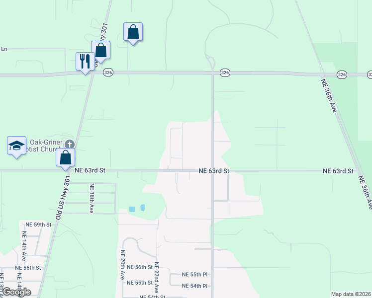 map of restaurants, bars, coffee shops, grocery stores, and more near 6331 Northeast 23rd Avenue in Ocala