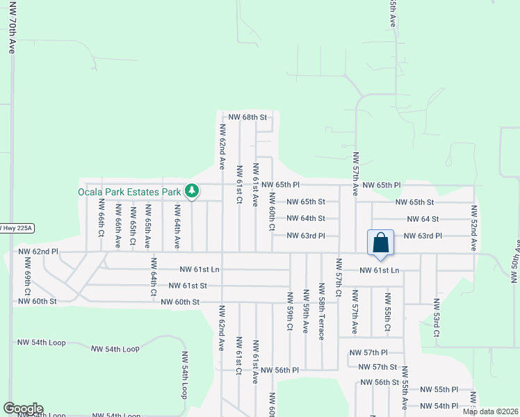 map of restaurants, bars, coffee shops, grocery stores, and more near 6475 Northwest 61st Avenue in Ocala