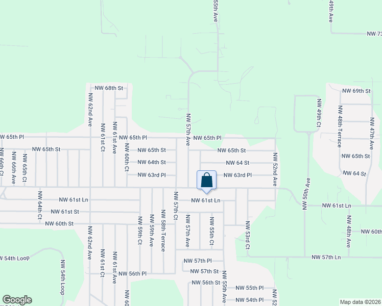map of restaurants, bars, coffee shops, grocery stores, and more near 6487 Northwest 57th Avenue in Ocala