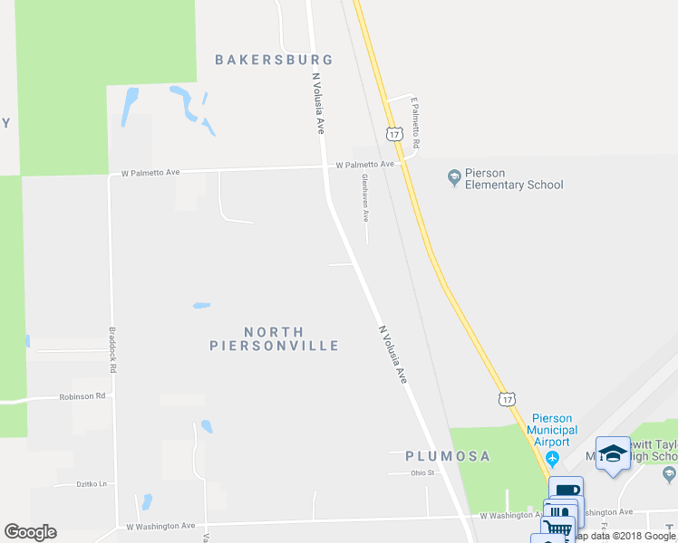 map of restaurants, bars, coffee shops, grocery stores, and more near 315 Silver Road in Pierson