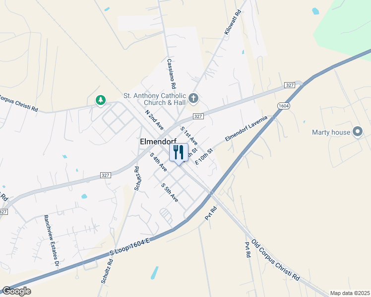 map of restaurants, bars, coffee shops, grocery stores, and more near 103 East 8th Street in Elmendorf