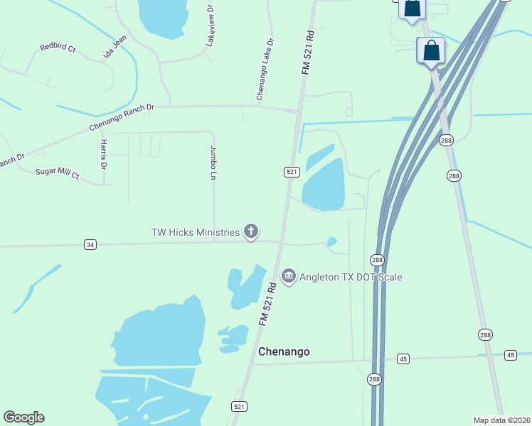map of restaurants, bars, coffee shops, grocery stores, and more near 23302 FM 521 Road in Angleton