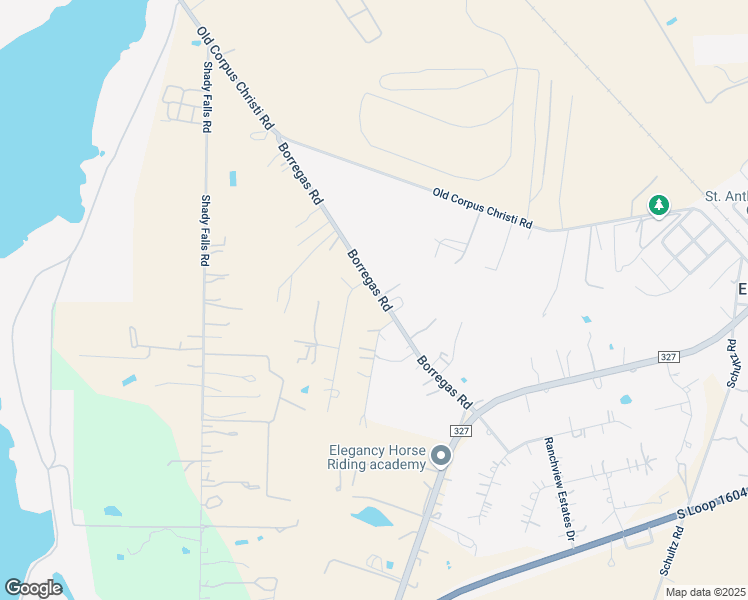 map of restaurants, bars, coffee shops, grocery stores, and more near 16767 Borregas Road in Elmendorf