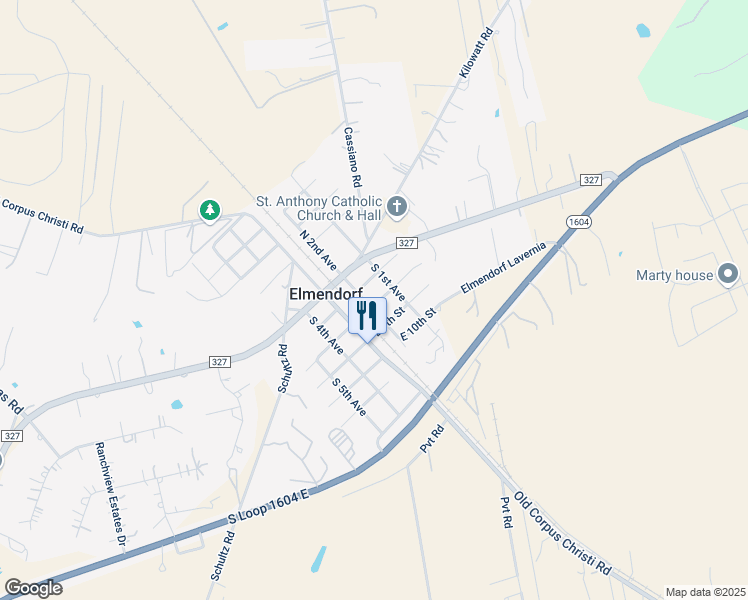 map of restaurants, bars, coffee shops, grocery stores, and more near 103 East 8th Street in Elmendorf