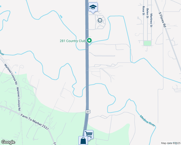 map of restaurants, bars, coffee shops, grocery stores, and more near 16828 U.S. 281 in San Antonio