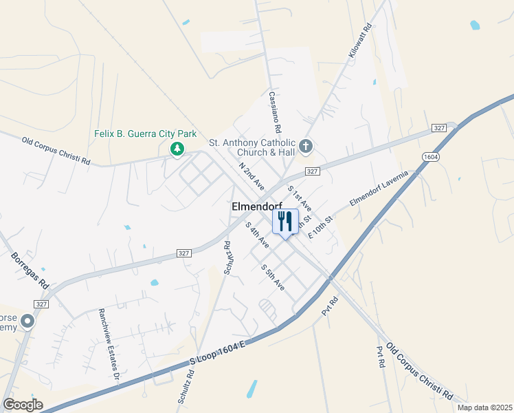 map of restaurants, bars, coffee shops, grocery stores, and more near in Elmendorf