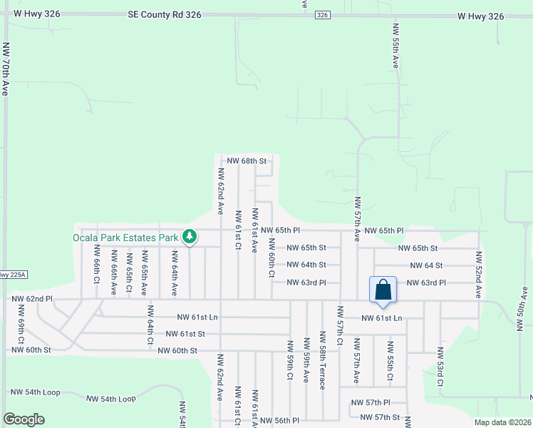 map of restaurants, bars, coffee shops, grocery stores, and more near 6575 Northwest 61st Avenue in Ocala