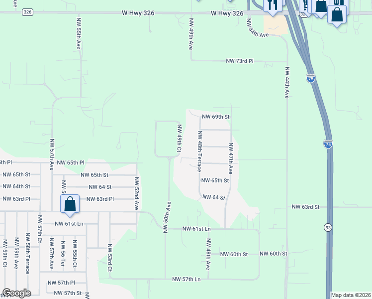 map of restaurants, bars, coffee shops, grocery stores, and more near 5000-5098 NW 66th Pl in Ocala