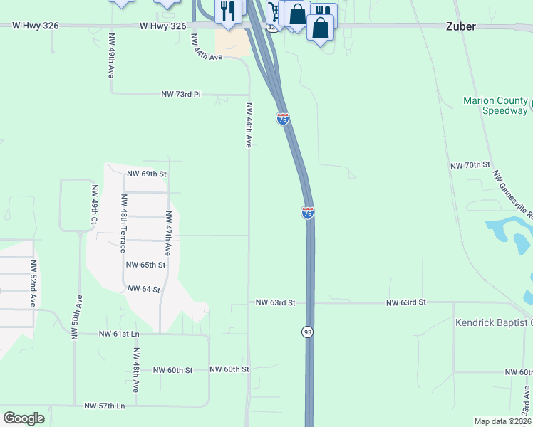 map of restaurants, bars, coffee shops, grocery stores, and more near 6895 Northwest 44th Avenue in Ocala