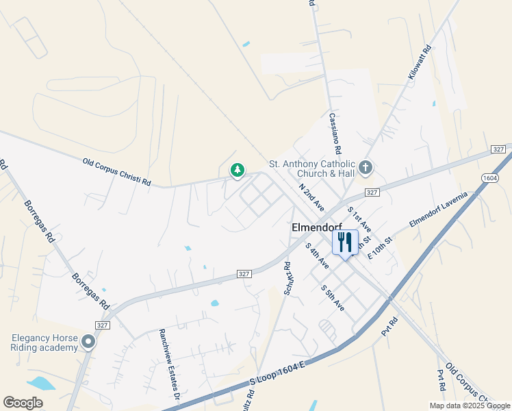 map of restaurants, bars, coffee shops, grocery stores, and more near 218 West 2nd Street in Elmendorf