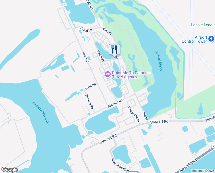 map of restaurants, bars, coffee shops, grocery stores, and more near 14 Gentry Ln in Galveston