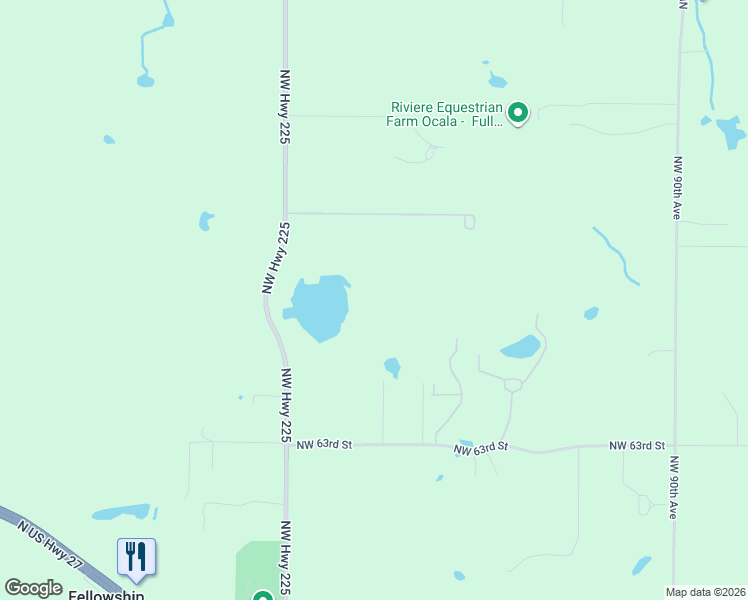map of restaurants, bars, coffee shops, grocery stores, and more near 7085 Northwest Highway 225 in Ocala
