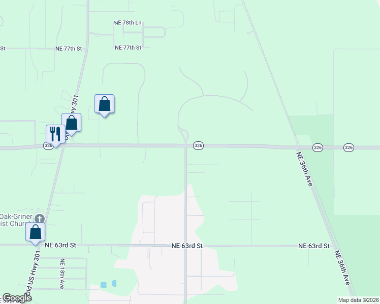 map of restaurants, bars, coffee shops, grocery stores, and more near 2604 Oak Road in Ocala