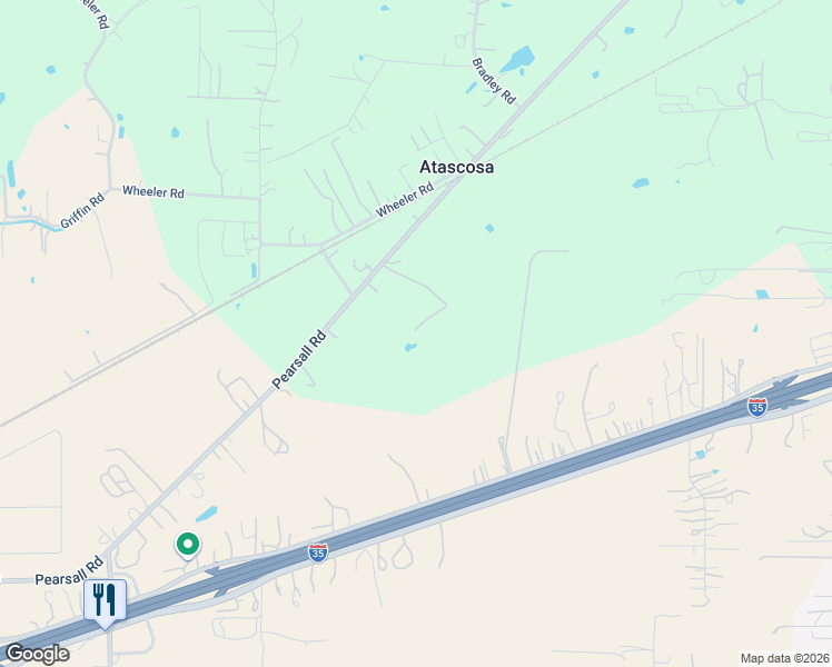 map of restaurants, bars, coffee shops, grocery stores, and more near 12330 Pearsall Road in Atascosa