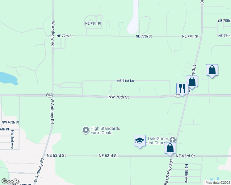 map of restaurants, bars, coffee shops, grocery stores, and more near 1076 Northeast 71st Lane in Ocala