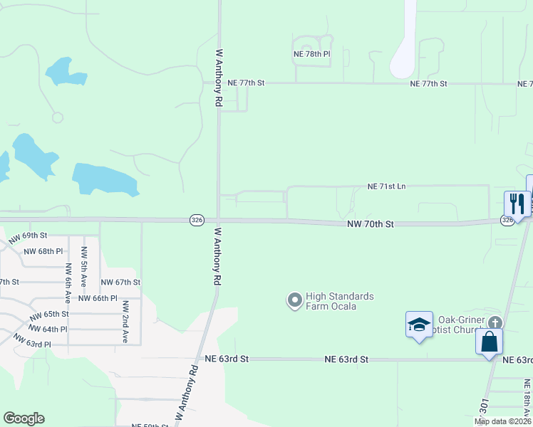 map of restaurants, bars, coffee shops, grocery stores, and more near 615 Northeast 70th Street in Ocala